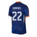 Maillot de foot Pays-Bas Denzel Dumfries #22 Extérieur vêtements Europe 2024 Manches Courtes